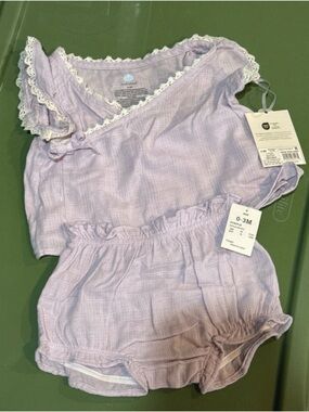 cloud island Lavender Two-Piece Baby Romper Set